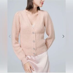 3/$30| 🌸 WHBM Embellished Cardigan Sweater with Puff Sleeves
